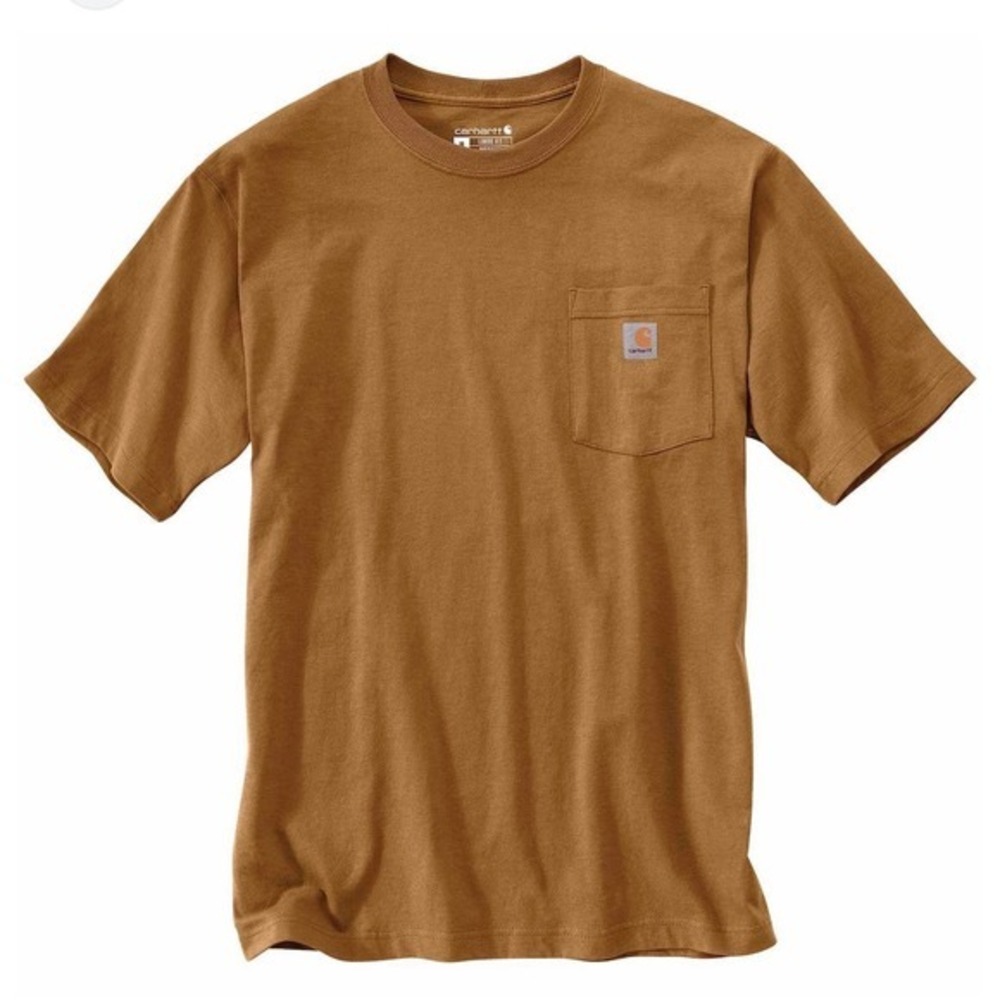 J9 Carhartt Loose Fit Mens Short Sleeve Shirt Front Pocket Burnt Orange Crewneck
